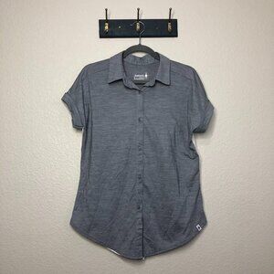 Smartwool Gray Button Up Shirt Women's S Lightweight Merino Wool Cotton Casual